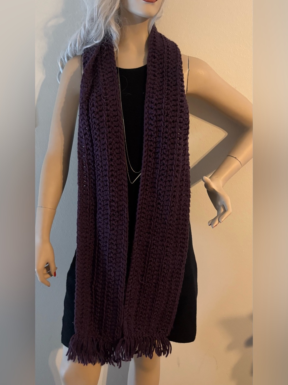 Handmade Chunky Knit  Scarf - Deep Plum